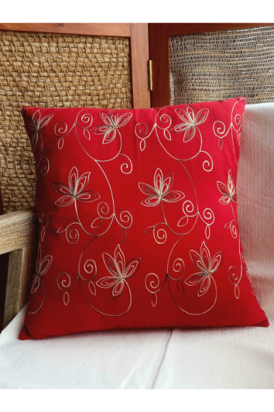 Cushion Cover - Gold Woven Thread Print 